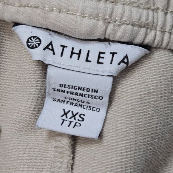 Athleta Size XXS Retroterry Mid-Rise Jogger Pants Pull-On Terry Tan - Picture 8 of 11